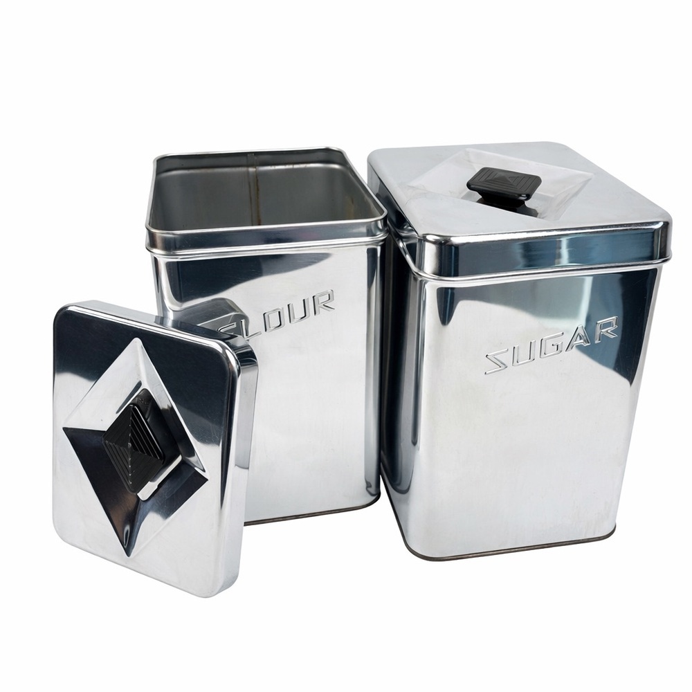 Vintage 1950’s Chrome Aluminum Flour & Sugar 0833 Canisters